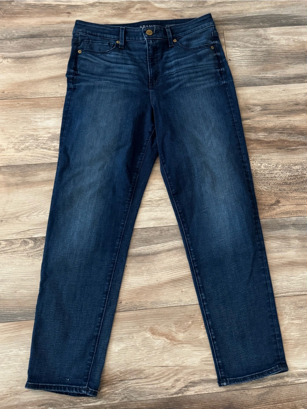 Spanx 5-Pocket Boyfriend Jeans Size 30 Blue Denim
